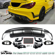 Carbon Look Rear Diffuser Lip for Mercedes W117 C117 AMG CLA45 Style w/ Exhaust picture