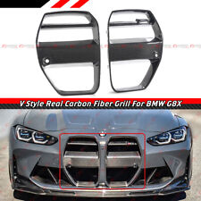 FOR 2021-2024 BMW M3 G80 M4 G82 G83 REAL CARBON FIBER V STYLE NOSE GRILL GRILLE picture