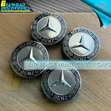 4pcs Mercedes Benz Black Wheel Center Hub Caps Emblem 75MM AMG Laurel Wreath picture