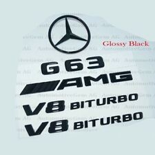 G63 AMG V8 BITURBO Rear Star Emblem Black Badge Combo Set for Mercedes W463 W464 picture