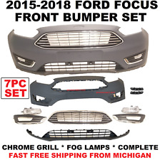 2015 2016 2017 2018 FORD FOCUS FRONT BUMPER UPPER LOWER FOG LAMPS CHROME GRILL picture