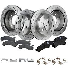 Brake Disc & Ceramic Pad Kit For 2003-2017 Express 2500 Front Rear Cross-drilled picture