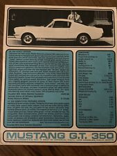 1965 Shelby Mustang GT 350 Original Specifications Sheet picture