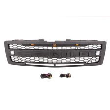 Black Front Grille Fit For CHEVROLET Silverado 1500 2007-2013 Grill W/Cube Leds picture