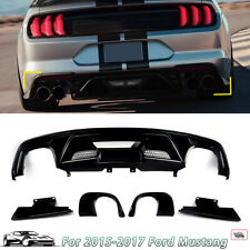 GT500 Style Fits 15-17 Ford Mustang Gloss Black Rear Bumper Diffuser Lip Valance picture