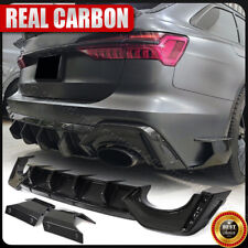 Fits Audi RS6 Avant 2019-2023 Dry Carbon Rear Bumper Diffuser Lip Splitters Fins picture