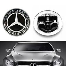Front Hood Emblem Black&Silver Flat Laurel Wreath Badge For Mercedes Benz 57mm picture