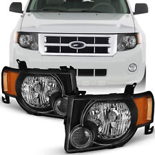 Pair For 08-12 Ford Escape Headlights Headlamps Driver & Passenger Side Black picture