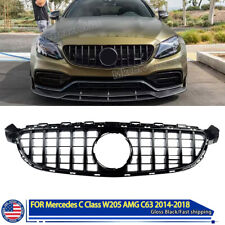 Front Upper Grille For Mercedes W205 15-18 C63 C63S GT Style All Gloss Black USA picture