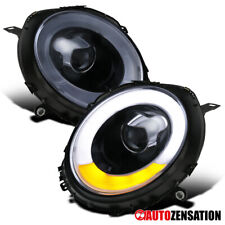 Fit 2007-2013 Mini Cooper S R56 LED Signal Bar Projector Headlights Black/Smoke picture