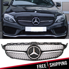 Black Grille Grill w/Star For Mercedes Benz W205 C43AMG C200 C250 C300 2015-2018 picture