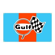 Gulf fuel gas Flag Banner 3ft x 5ft advertising racing gt40 picture