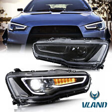 Pair LED Headlights Halo Front Light For 08-17 Mitsubishi Lancer EVO W/ H7 Bulbs picture