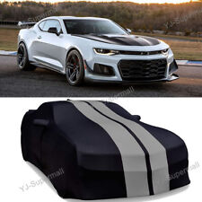 For Chevrolet Camaro SS RS ZL1 LE Z/28 Indoor Satin Car Cover Stretch Black/Grey picture