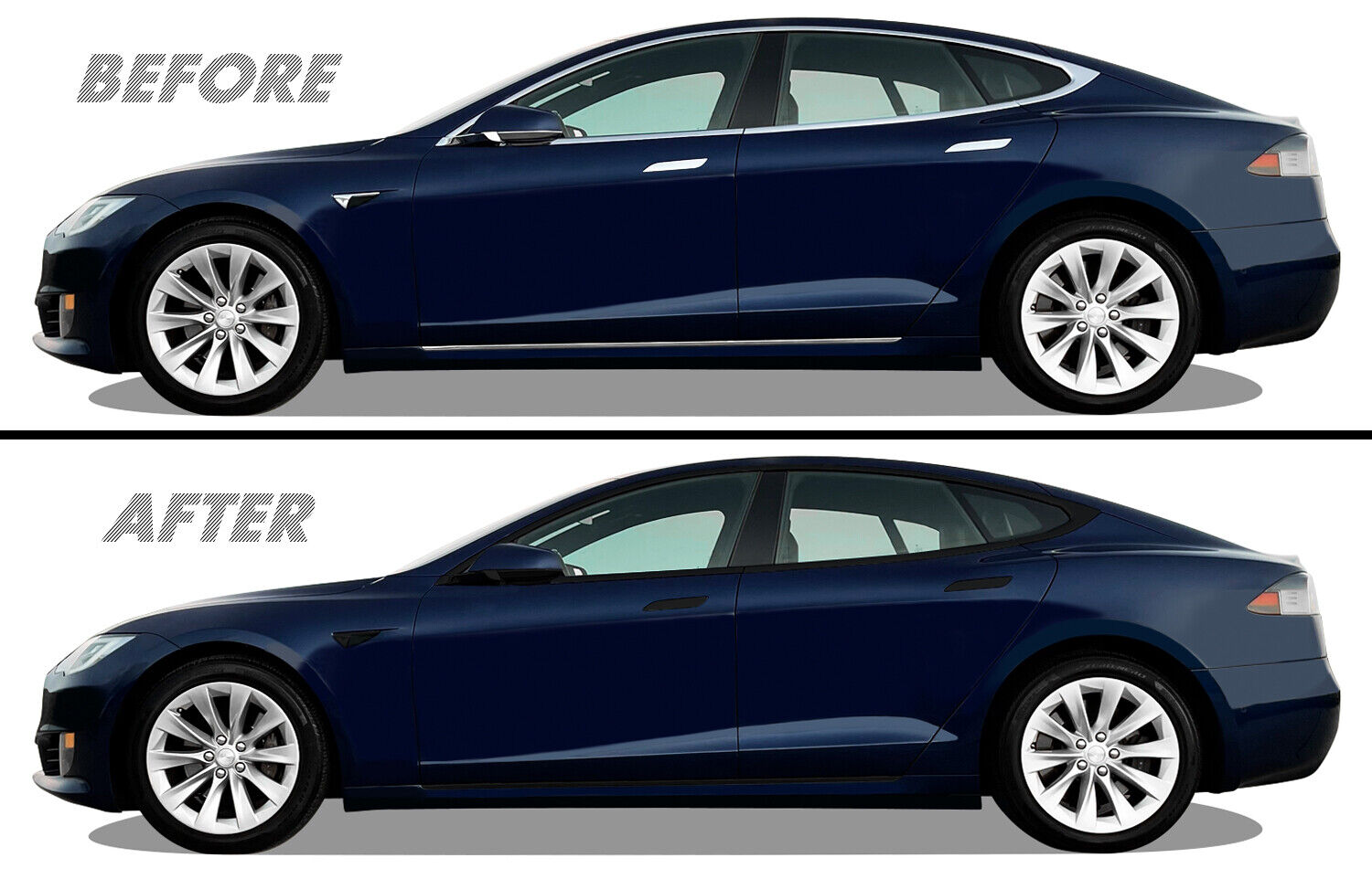 Chrome Delete Blackout Overlay for 2012-22 Tesla Model S Window & All Side Trim