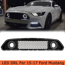 Front Upper Grill Mesh Grille w/ DRL LED Light Fit For 2015- 2017 Ford Mustang picture