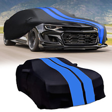 For Chevrolet Camaro ZL1 Satin Stretch Indoor Car Cover Dustproof Black/BLUE picture