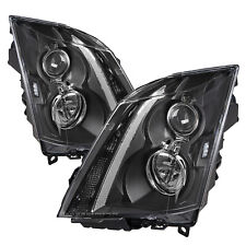 For 2008-2014 Cadillac CTS Black Halogen Headlights Lamps LH+RH Pair w/Bulbs picture