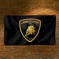 Lamborghini 3x5 ft Black Banner Racing Flags Car Show Garage Man Cave Wall Decor picture