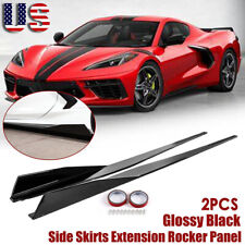 For 2020-24 Corvette C8 Gloss Black 5VM Style Side Skirts Rocker Panel Extension picture