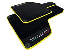 Black Floor Mats For Lamborghini Huracan With Alcantara Leather With Yellow Trim picture