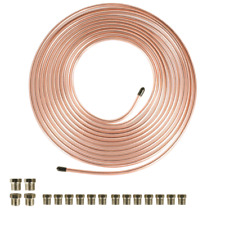3/16 OD Copper Nickel Brake Line Tubing Kit 25 Foot Coil Roll all Size Fittings picture