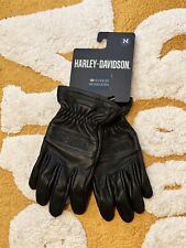 Harley Davidson Mens Riding Gloves Size M Black commute Leather Padded Goatskin picture