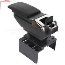 Center Console Armrest Storage Black Universal Leather Central Container Box picture