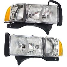 Headlight Set For 99-02 Dodge Ram 1500 2500 3500 Left and Right with Bulbs Pair picture