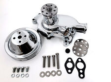 SB Chevy Water Pump Short SBC 350 V8 High Volume CHROME Pulley Kit 2 Grooves picture