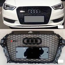RS3 Style For 2013-2016 Audi A3 S3 8V Front Grille Grill Gloss Black Replacement picture