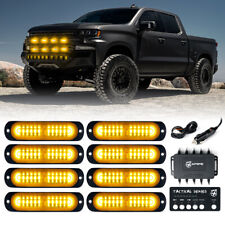 Xprite 8 Pack Amber LED Grille Side Marker Strobe Lights Kit with Control Box picture