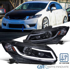 Fits 2012-15 Honda Civic 4Dr 12-13 2Dr Glossy Black LED Bar Projector Headlights picture