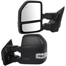 Tow Mirrors Power Heated Manual Fold Black Textured Pair For 15-20 Ford F-150 picture