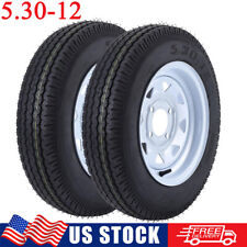 2 Pack 5.30-12 Trailer Tires On Rim 530-12 5.30x12 4 Lug Load Range C 6PR Tyres picture