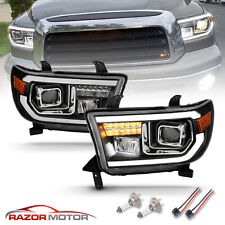 For 2007-2014 Toyota Tundra/Sequoia Square Projector Black Headlights picture