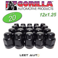 (20) Gorilla Lug Nuts, 12mm x 1.25, Black, Bulge Acorn, 13/16