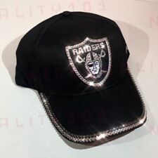 Las Vegas Raiders Football Made With Swarovski Crystals Black Hat Cap Adjustable picture