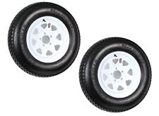 2-Pk Trailer Tire Rim ST205/75D15 15 in. Load C 5 Lug White Spoke Wheel picture