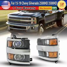 Headlights Chrome Trim for 2015-2019 Chevy Silverado 2500HD 3500HD Projector Set picture