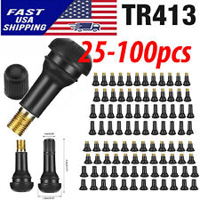 25-100pcs Tire VALVE STEMS TR 413 Snap-In Car Short Rubber Tubeless Black picture