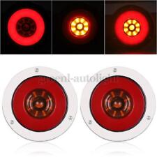 2X 4inch Round Red Amber LED Truck Trailer Brake Stop Turn Signal Tail Light DRL picture