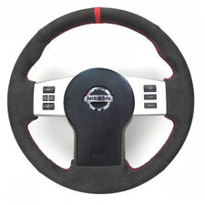 All Black Suede Leather Steering Wheel Stitch on Wrap Cover For Nissan Frontier picture