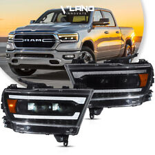 Amber VLAND FULL LED Projector Headlights For 2019-2023 RAM 1500 W/Animation picture