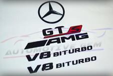 GTS AMG V8 BITURBO Star Emblem Red glossy Black Badge Combo Set for C190 R190 picture
