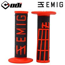 Red ODI EMIG Grips -- V2 Low-Pro Half 1/2 Waffle -- Dirt Bike Motorcycle 7/8