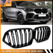 For BMW X6 G06 X6M F96 2020-2023 Gloss Black Dual Slat Front Kidney Grill Grille picture
