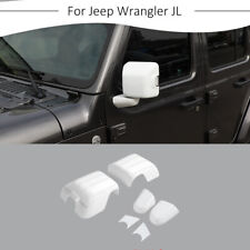 6pc Side Rear view Mirror & Base Cover Trim For Jeep Wrangler JL JT 2018+ White picture