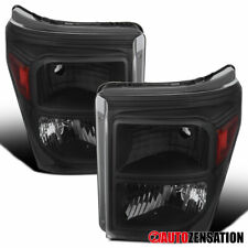 Fit 2011-2016 Ford F250 F350 F450 Super Duty Black Headlights Lamps Left+Right picture