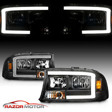 1998-2004 For Dodge Durango/Dakota Black Super Bright LED C Bar Headlights picture